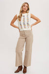 EMBROIDERED KNIT TANK CREAM