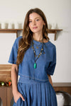 ROUND NECK DENIM CROP TOP
