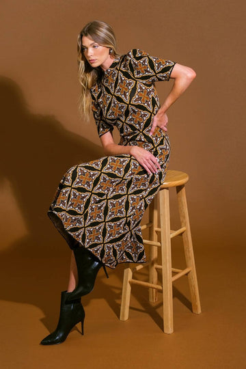 JACQUARD SWEATER MIDI DRESS