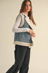 SHERPA CONTRASTED DENIM VEST JACKET