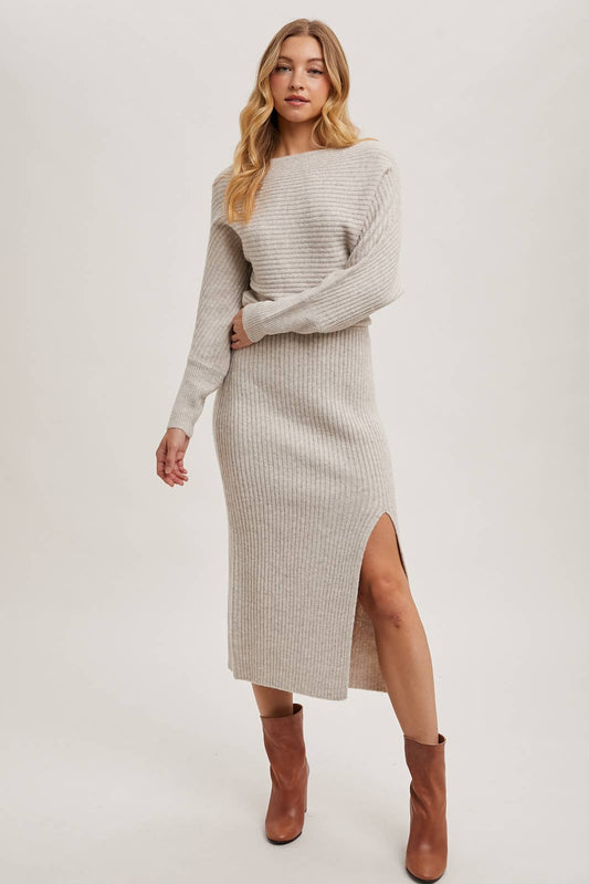 ONE SHOULDER KNIT SWEATER DRESS