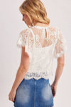 FLUTTER SLEEVE LACE TOP