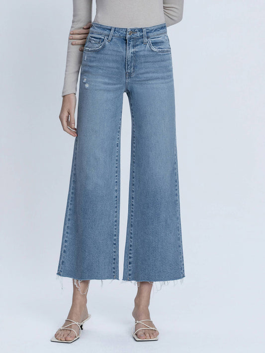 RAW HEM CROP WIDE JEANS