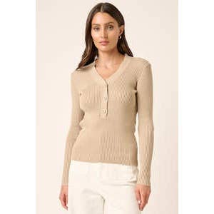 BUTTON DETAIL RIB SWEATER