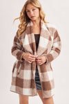PLAID KNIT SHERPA JACKET