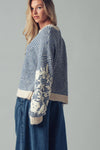FLORAL EMBROIDERED KNIT SWEATER