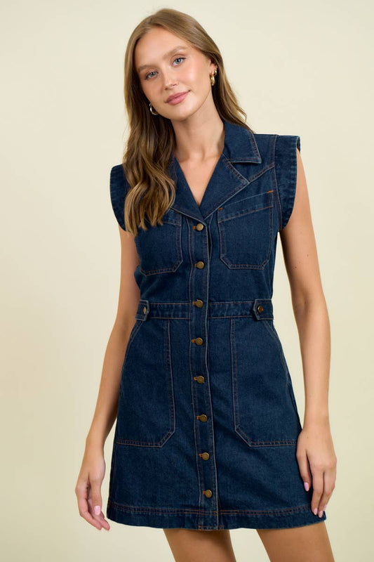 BUTTON DOWN DENIM DRESS