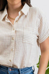 STRIPE COLLARED SHORT SLEEVE SHIRT