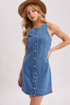 BUTTON DOWN SLEEVELESS MINI DRESS