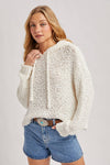 POPCORN KNIT HOODED SWEATER