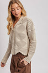 BUTTON DOWN SCALLOPED HEM CARDIGAN