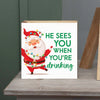 SEES WHEN DRINKING WOOD BLOCK