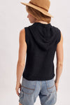 KNIT SWEATER HOODIE SLEEVELESS TOP