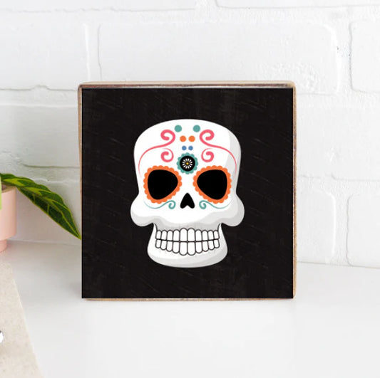 CANDY SKULL WOOD BLOCK