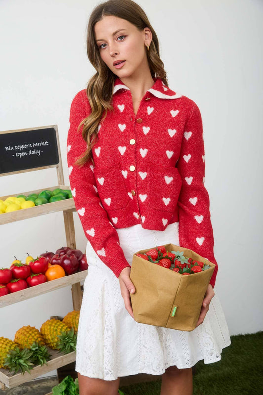 HEART  SCALLOP CARDIGAN