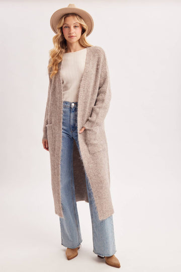 FUZZY KNIT SWEATER CARDIGAN