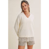 LACE TRIM BRUSHED SWEATER