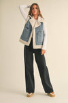 SHERPA CONTRASTED DENIM VEST JACKET