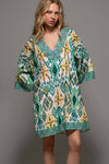 IKAT PRINT BELL SLEEVE DRESS