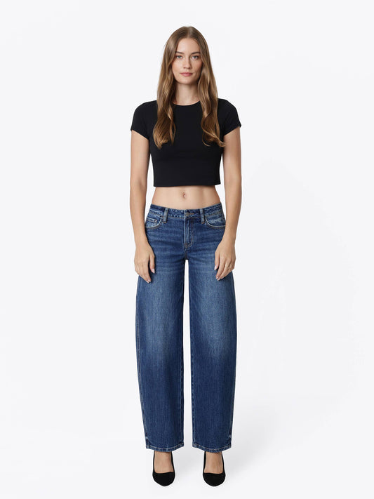 DARK WASH BARREL JEANS