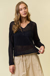 V-NECK OPEN KNIT SWEATER