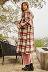 BRUSHED PLAID LONG COAT