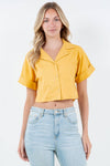 BOXY CROP BUTTON DOWN SHIRT