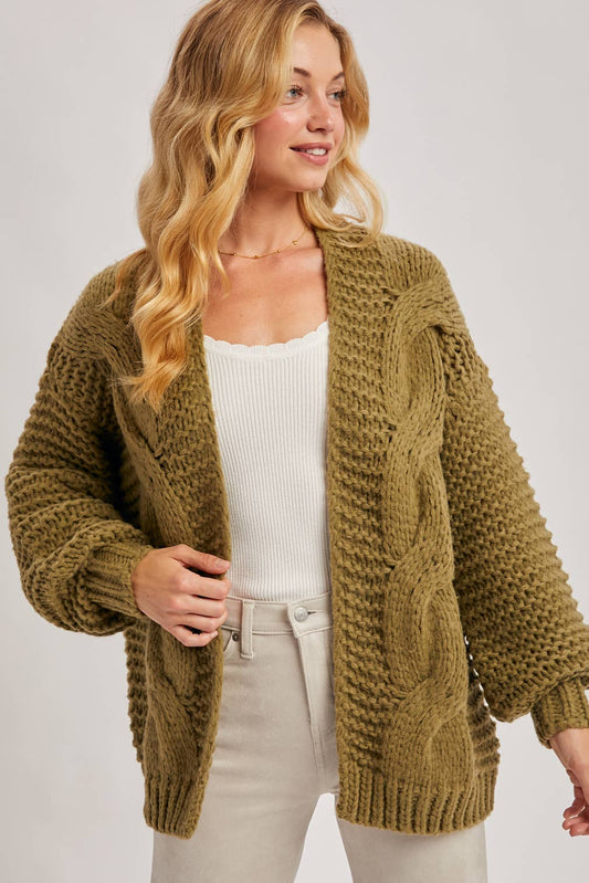 CHUNKY CABLE KNIT CARDIGAN