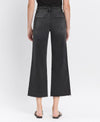 HIGH RISE RAW HEM BLACK JEANS