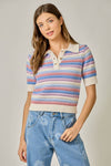 CROCHET STRIPE KNIT TOP