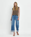 HIGH RISE CUFFED WIDE JEANS