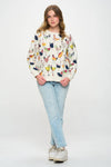 COLORFUL ROOSTER PRINT SWEATSHIRT