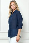 OVERSIZE SHEER BUTTON DOWN TOP