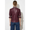 RUFFLE VEGAN LEATHER BLOUSE
