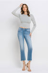 MID RISE FRAYED HEM ANKLE JEANS