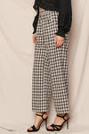 PLAID WIDE LEG PANTS WITH BACK ELASTIC
