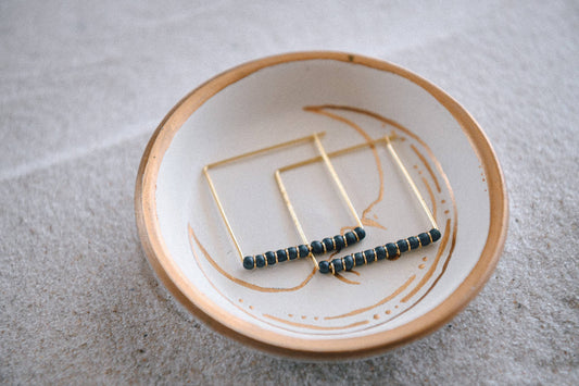 BEADED SQUARE HOOP EARRINGS