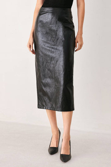FAUX LEATHER PENCIL SKIRT