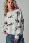 PLAYFUL LEOPARD KNIT CREWNECK SWEATER