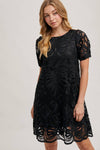 PUFF SLEEVED CROCHET DRESS
