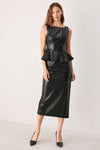 FAUX LEATHER PENCIL SKIRT