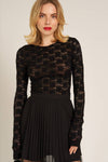 FLORAL LACE LONG SLEEVE MESH TOP