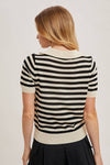 STRIPED CONTRAST KNIT POLO SHIRT