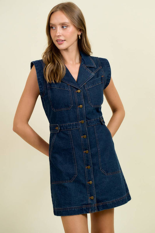 BUTTON DOWN DENIM DRESS