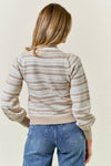BOW TIE FRONT STRIPED CARDIGAN