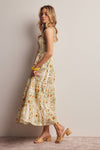 YELLOW FLORAL MIDI DRESS
