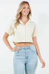 BOXY CROP BUTTON DOWN SHIRT