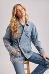 DENIM JACKET WITH ASYMMETRICAL BUTTON