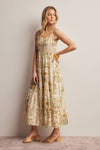 YELLOW FLORAL MIDI DRESS