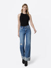 DISTRESSED CUFFED WIDE JEANS